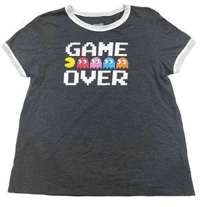 New PacMan Game Over Gray Casual Fan / Gamer T-Shirt Large